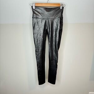 SPANX Black Faux Leather Leggings Moto Pants